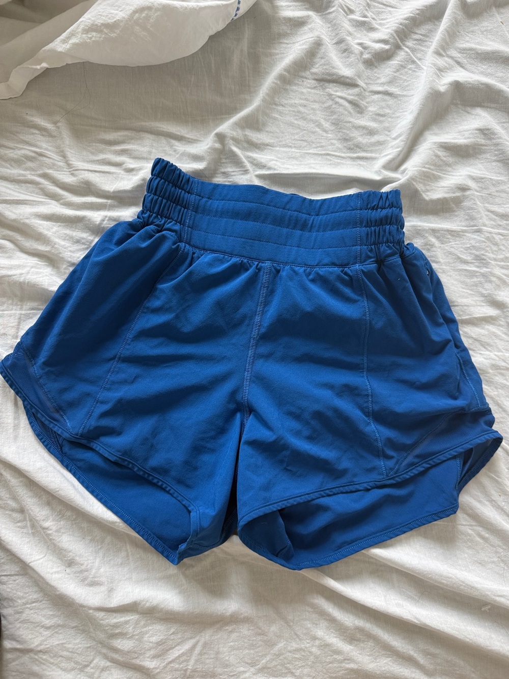 Lululemon size 0 high waisted shorts, sonic blue.